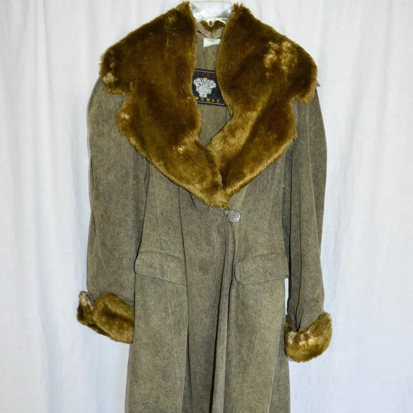 PANCALDI J.Woman Brown Cotton Long Jacket Size 8 - Picture 1 of 13